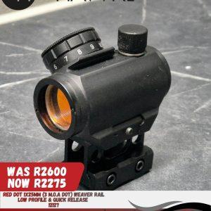 HAWKE Red Dot 1X25MM (3 M.O.A DOT) Weaver Rail Low Profile & Quick Release
