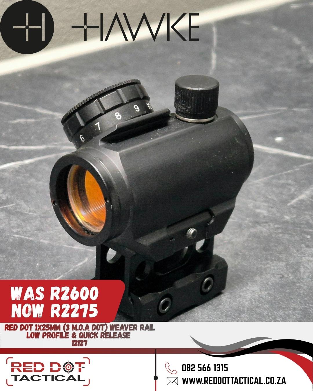 HAWKE Red Dot 1X25MM (3 M.O.A DOT) Weaver Rail Low Profile & Quick Release